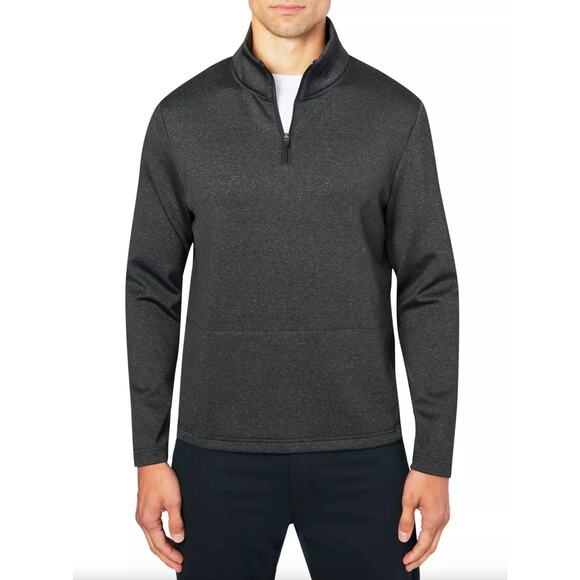 CON.STRUCT Solid Texture Fleece Lined Quarter Zip Heather Black Gray {3F6} - Picture 1 of 5